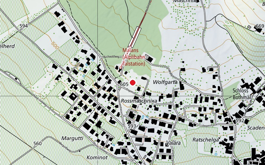 Map showing the location of Schweizer Familie Spielplatz/Feuerstelle (Playground)