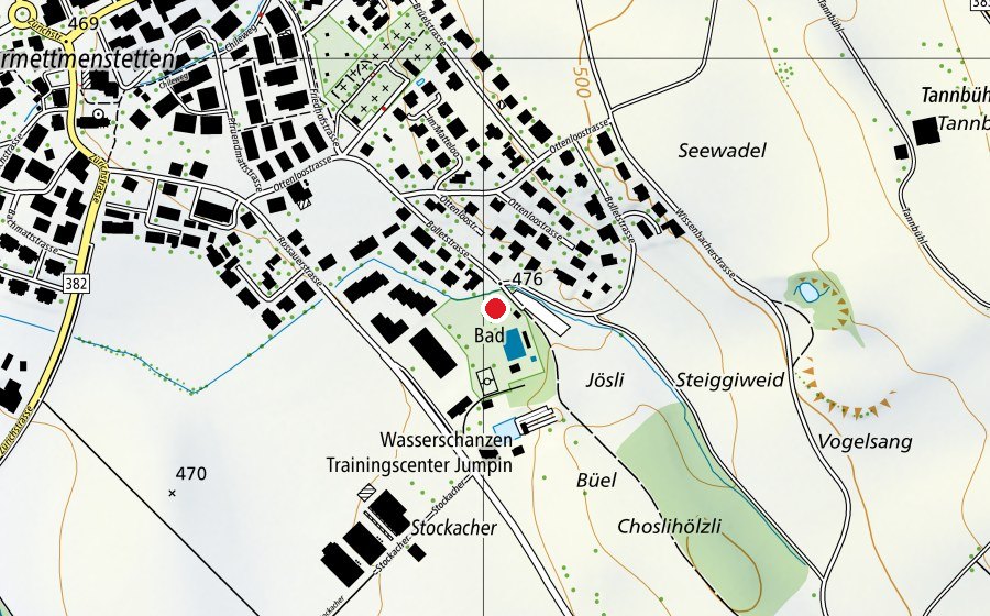 Carte indiquant l’emplacement de Schwimmbad (Place de jeux)