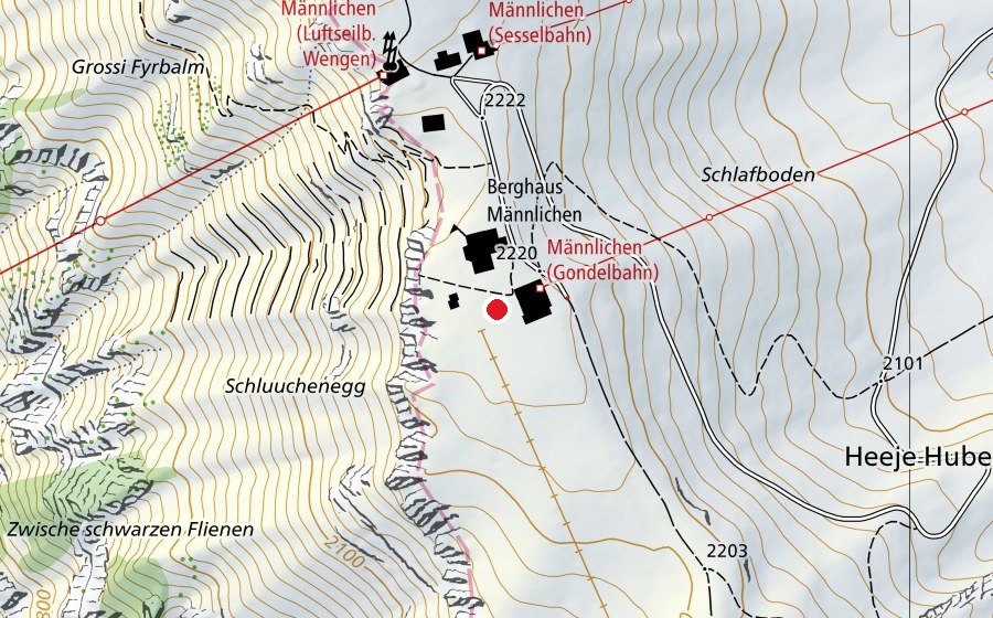 Carte indiquant l’emplacement de Sennenspielplatz Männlichen (Place de jeux)