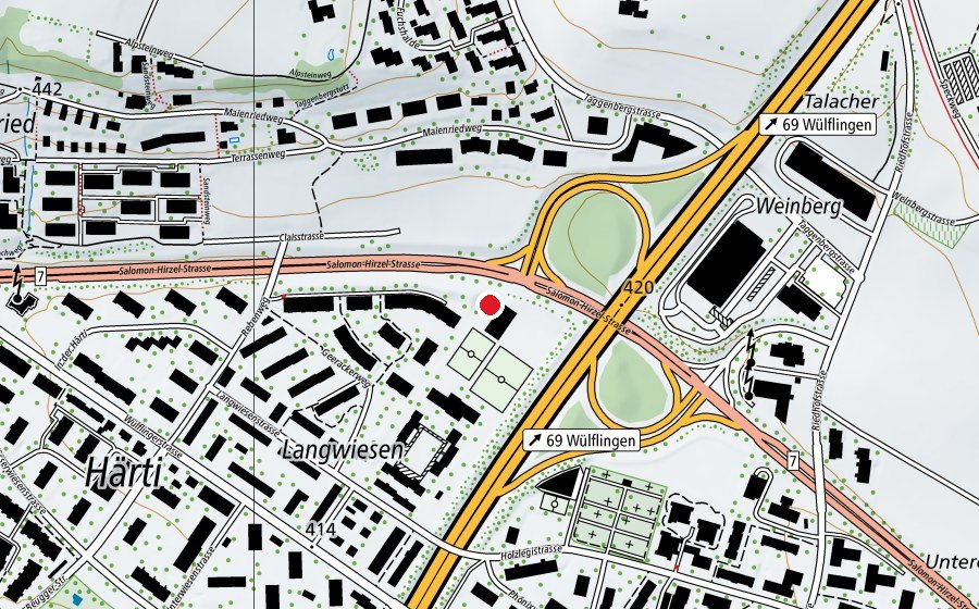 Map showing the location of SH Langwiesen Modulbau (Playground)