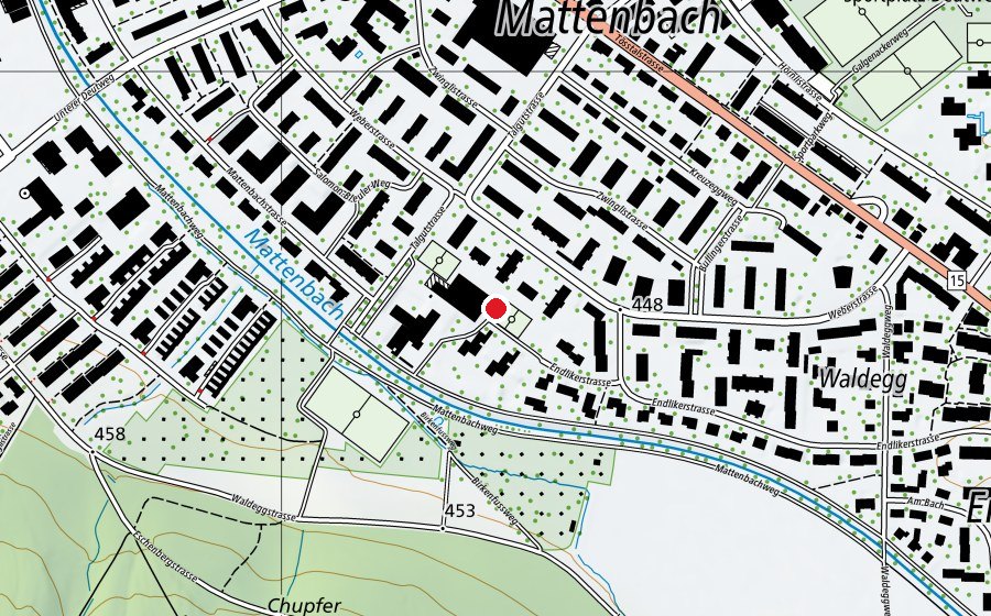 Karte mit dem Standort von SH Mattenbach Oberstufe (Spielplatz)