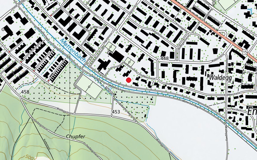 Carte indiquant l’emplacement de SH Mattenbach SchuBe (Place de jeux)