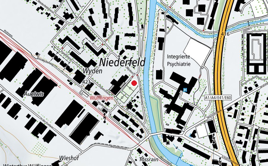 Karte mit dem Standort von SH Wyden Naturnah (Spielplatz)