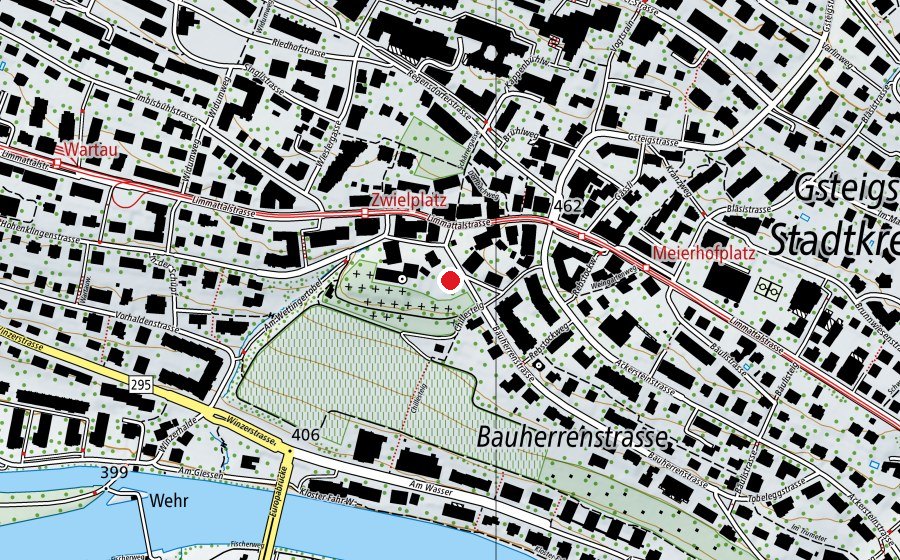 Carte indiquant l’emplacement de Sonnegg/Bauherrenstrasse (Place de jeux)