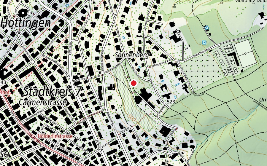 Map showing the location of Sonnenberg-Terrasse (Playground)