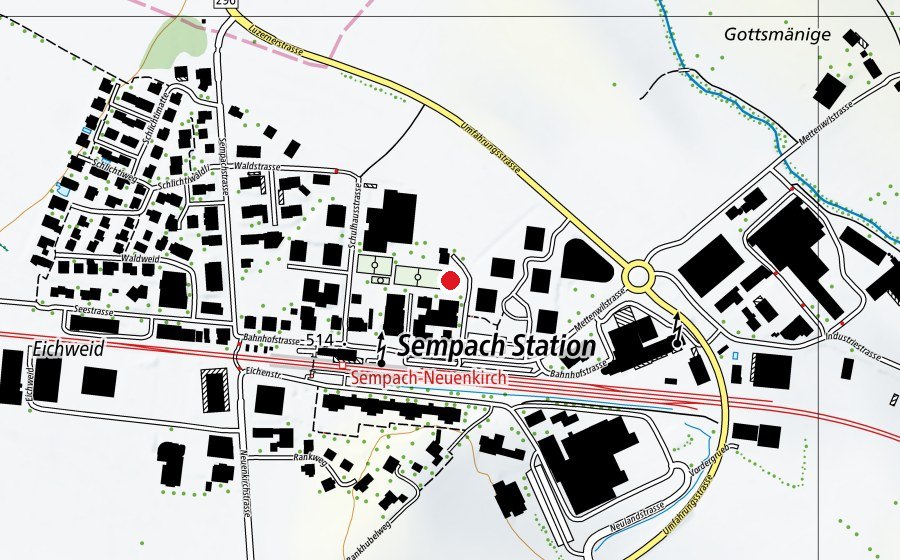 Map showing the location of Spiel-, Lern- und Begegnungsplatz, Sempach Station (Playground)
