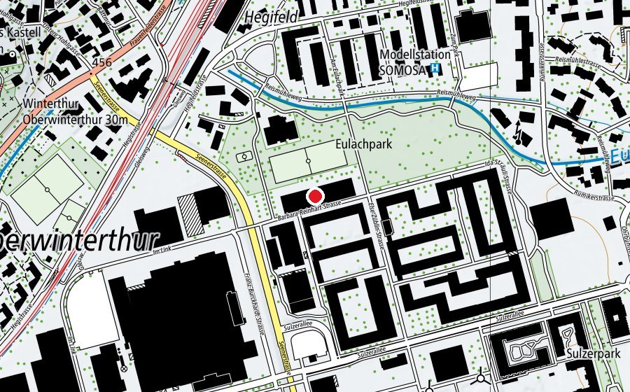 Mappa con la posizione di Spielkiosk Eulachpark (Parco giochi)