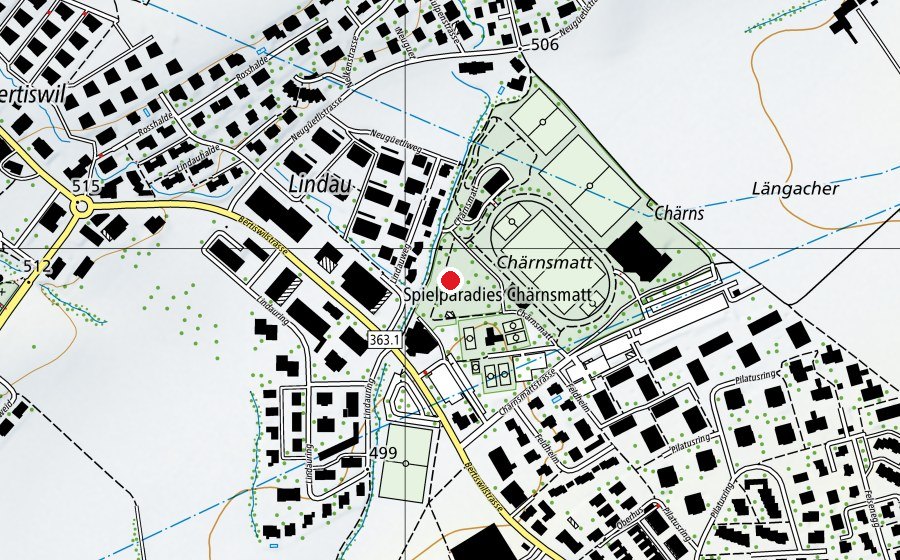 Map showing the location of Spielparadies Chärnsmatt (Playground)