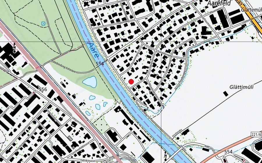 Map showing the location of Spielplatz Aarefeld (Playground)