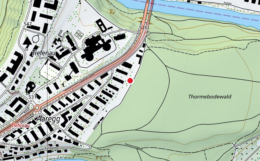 Map showing the location of Spielplatz Aaregg (Playground)