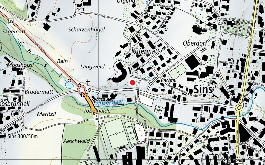 Carte indiquant l’emplacement de Spielplatz Aettenbühl (Place de jeux)