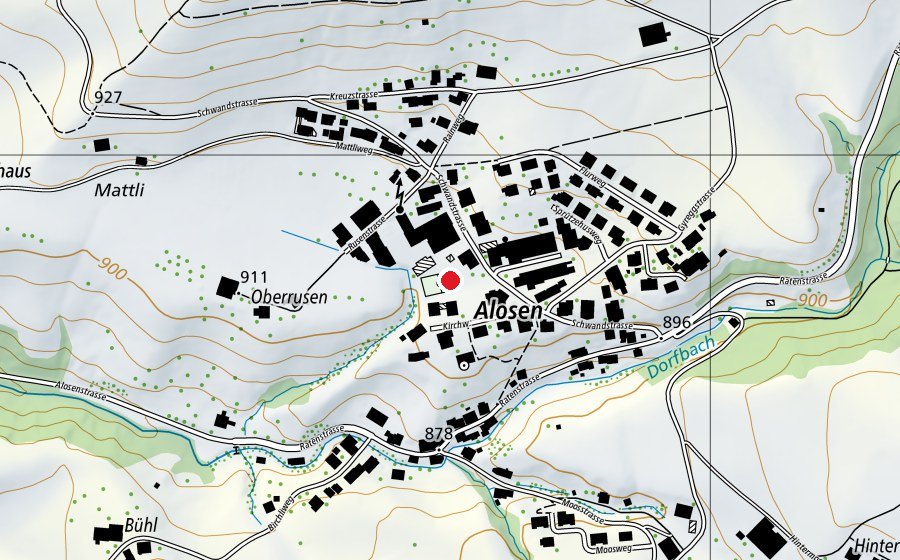 Map showing the location of Spielplatz Alosen (Playground)