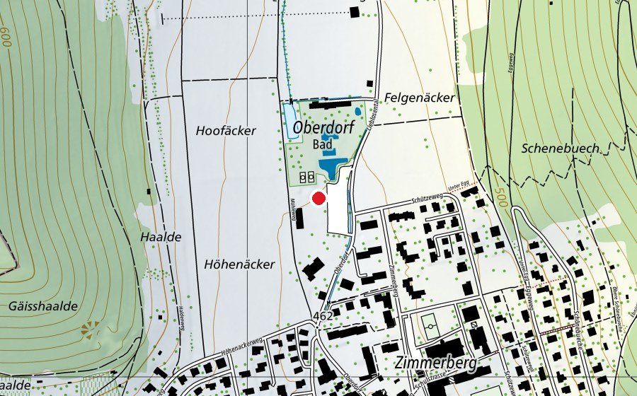 Mappa con la posizione di Spielplatz bei Badi Beringen (Parco giochi)