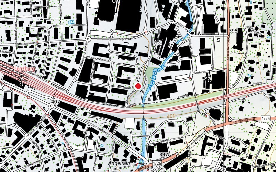 Map showing the location of Spielplatz beim Dammweg (Playground)