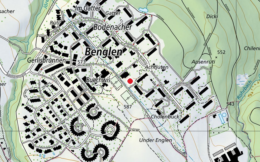 Map showing the location of Spielplatz Benglen (Playground)