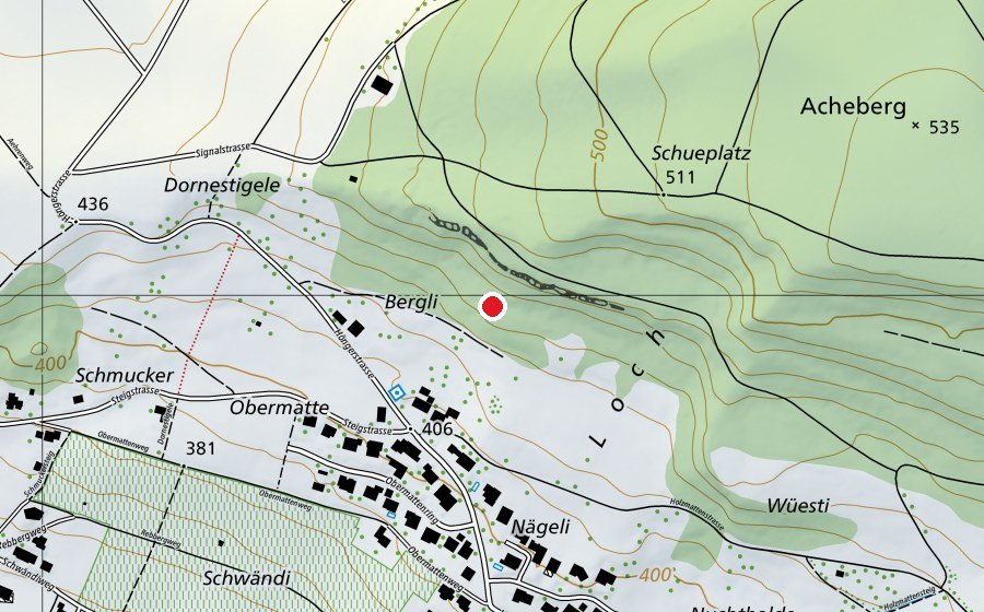 Map showing the location of Spielplatz Bergli (Playground)
