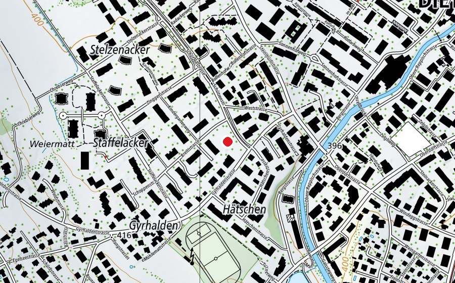Carte indiquant l’emplacement de Spielplatz Breiti (Place de jeux)