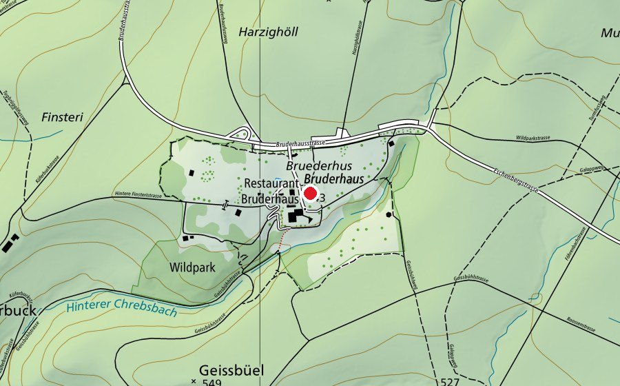Karte mit dem Standort von Spielplatz Bruderhaus Wildpark Bruderhaus (Spielplatz)