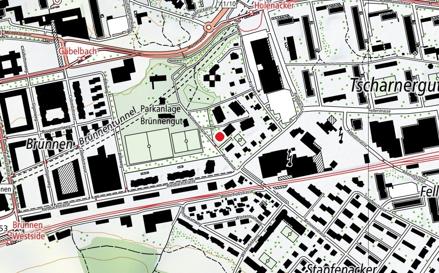Mappa con la posizione di Spielplatz Brünnengut (Parco giochi)