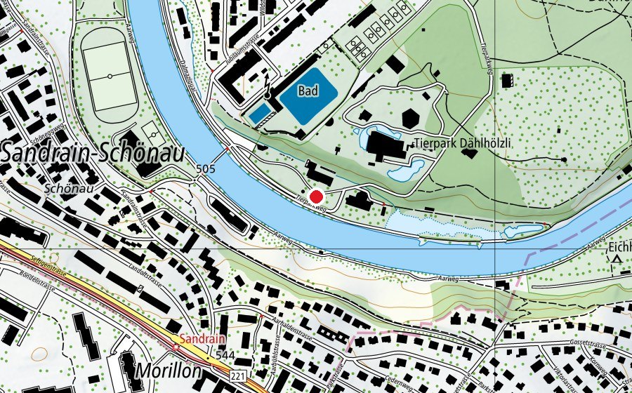 Carte indiquant l’emplacement de Spielplatz Dählhölzli (Place de jeux)