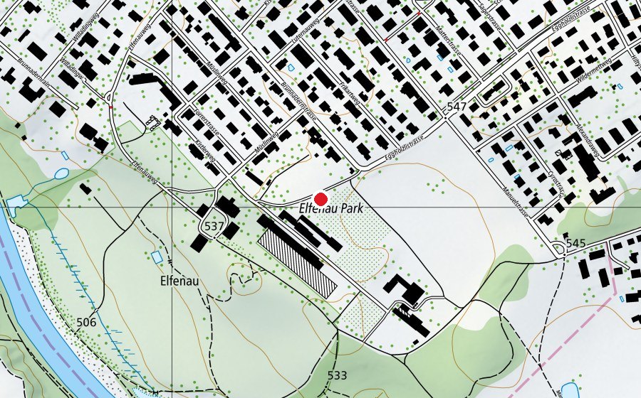 Carte indiquant l’emplacement de Spielplatz Elfenaupark (Place de jeux)