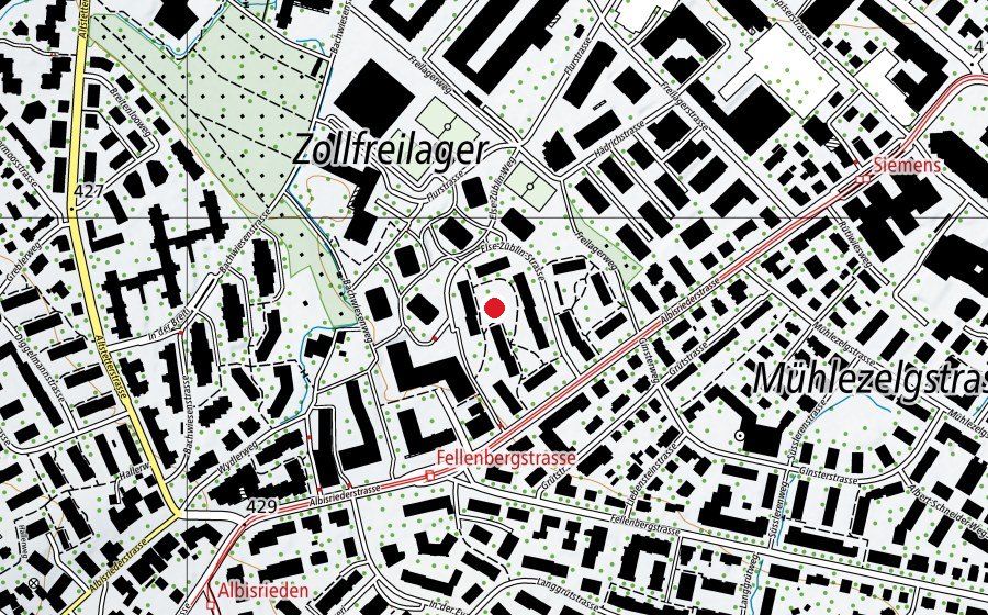 Mappa con la posizione di Spielplatz Else-Züblin-Strasse (Parco giochi)