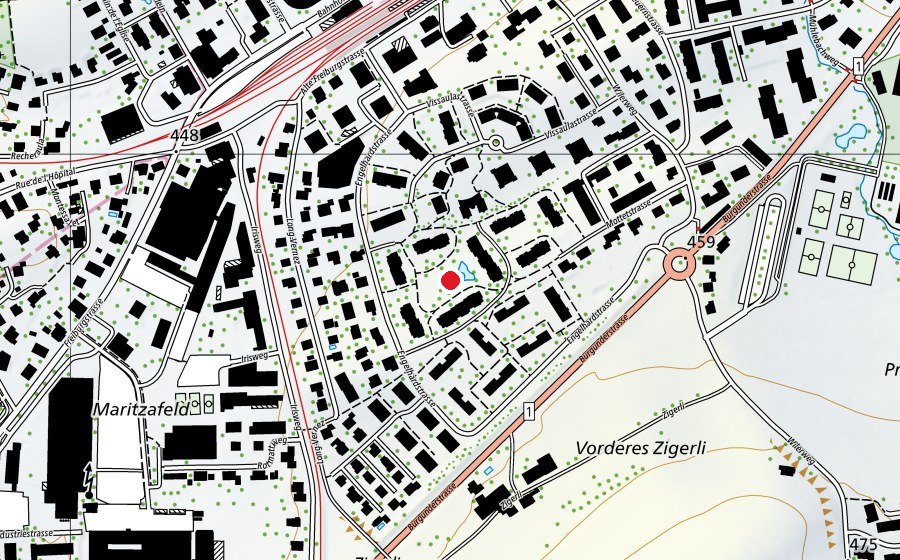Carte indiquant l’emplacement de Spielplatz Engelhardt (Place de jeux)