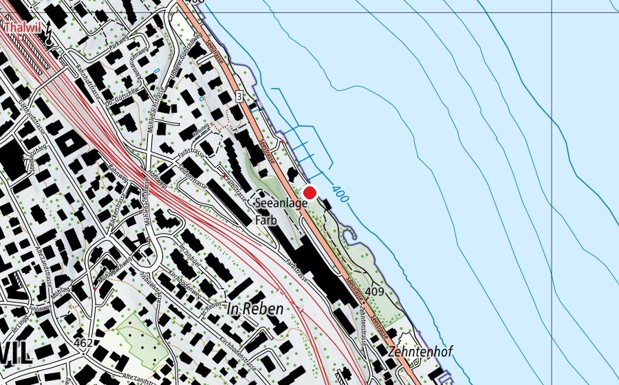 Map showing the location of Spielplatz Farb (Playground)