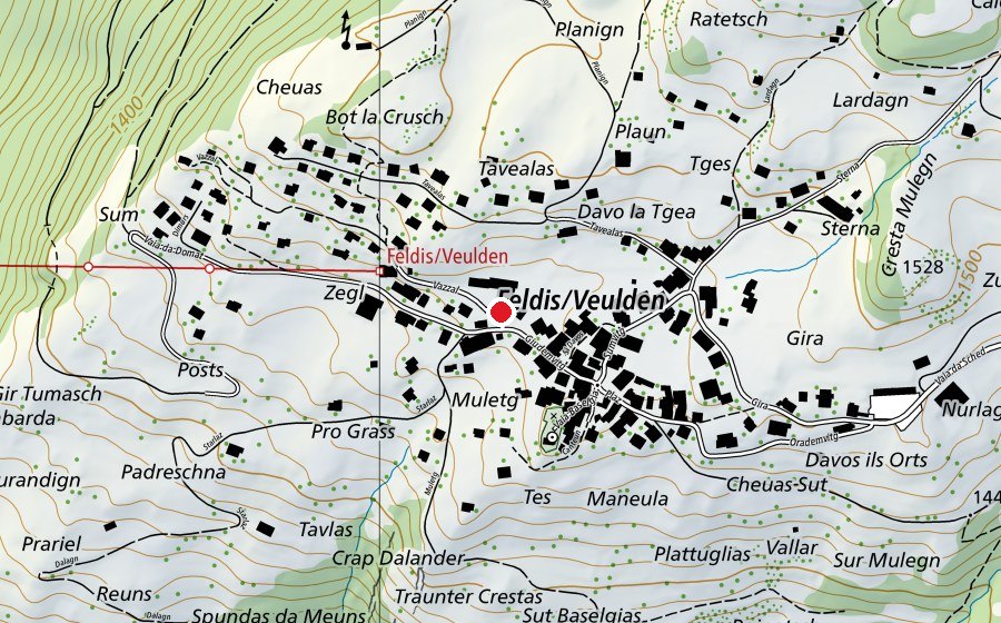 Map showing the location of Spielplatz Feldis Schulhaus (Playground)