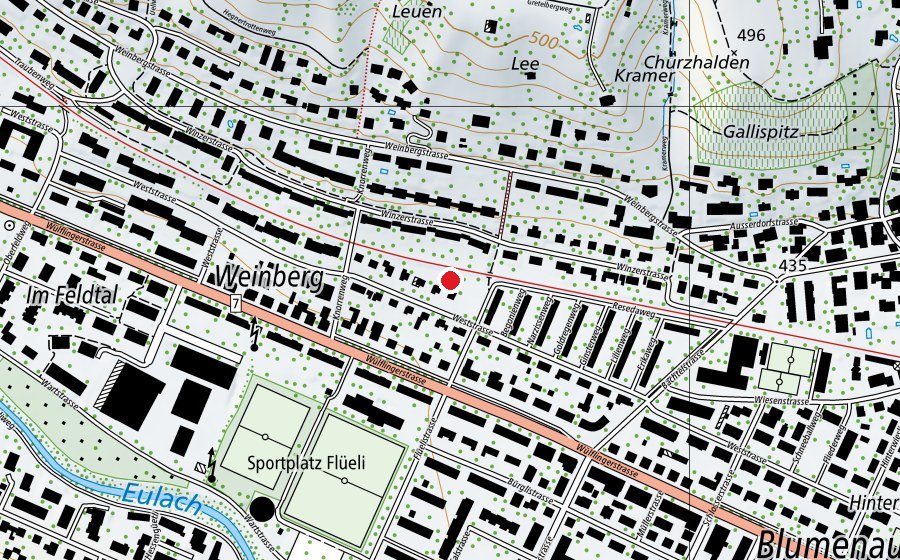 Map showing the location of Spielplatz Flüeli-Weststrasse (Playground)
