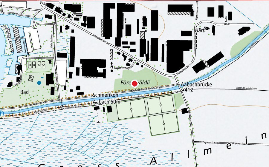 Mappa con la posizione di Spielplatz Förenwäldli (Parco giochi)