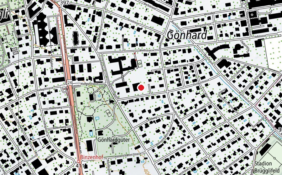 Map showing the location of Spielplatz Gönhard Kindergarten (Playground)