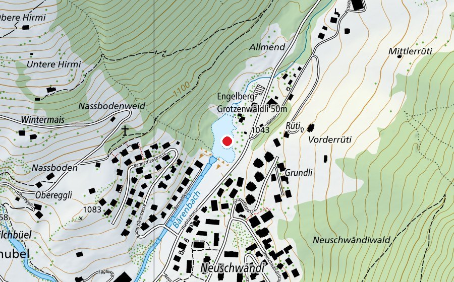 Map showing the location of Spielplatz Grotzenwäldli (Robinson) (Playground)