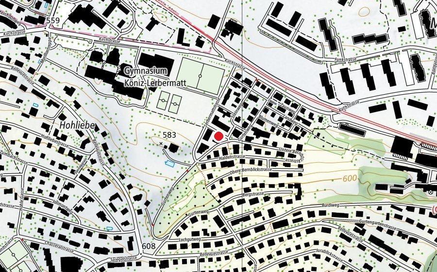 Karte mit dem Standort von Spielplatz Gurtenbühl (Hüslispielplatz) (Spielplatz)
