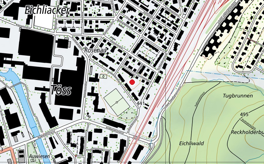 Carte indiquant l’emplacement de Spielplatz Gustavstrasse (Place de jeux)