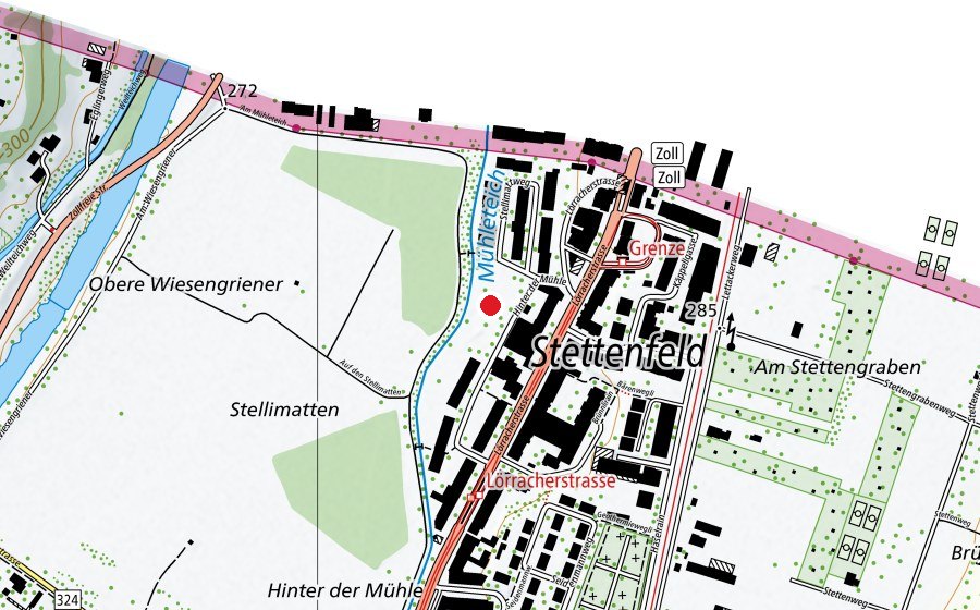 Carte indiquant l’emplacement de Spielplatz Hinter der Mühle (Place de jeux)