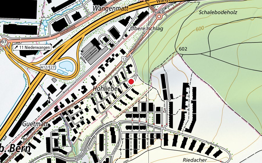 Carte indiquant l’emplacement de Spielplatz Hohliebi (Place de jeux)