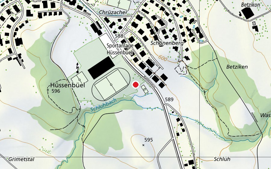 Mappa con la posizione di Spielplatz Hüssenbüel (Parco giochi)
