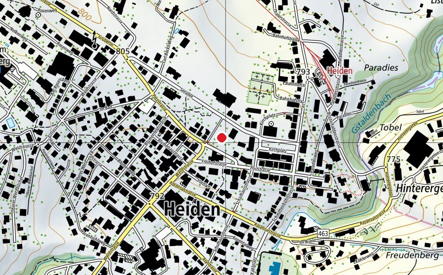 Map showing the location of Spielplatz im Park (Playground)