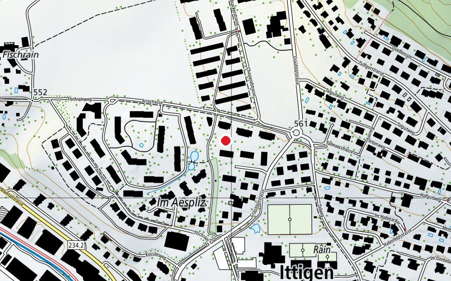 Map showing the location of Spielplatz Jurastrasse 1-9 (Playground)