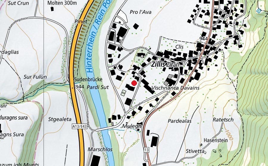 Mappa con la posizione di Spielplatz Kindergarten / Scoleta Zillis (Parco giochi)