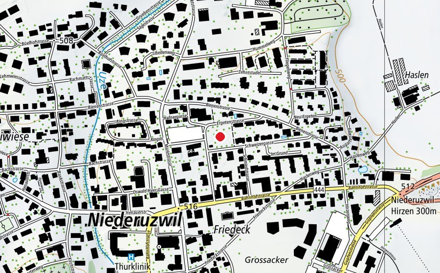 Map showing the location of Spielplatz Marktplatz (Playground)