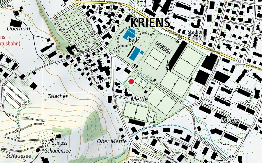 Carte indiquant l’emplacement de Spielplatz Mettlen (Place de jeux)