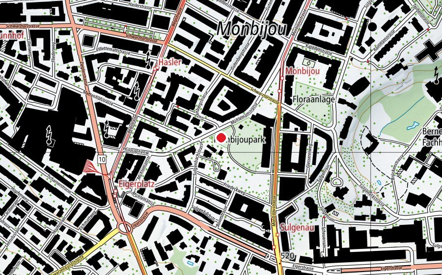 Mappa con la posizione di Spielplatz Monbijoupark (Parco giochi)