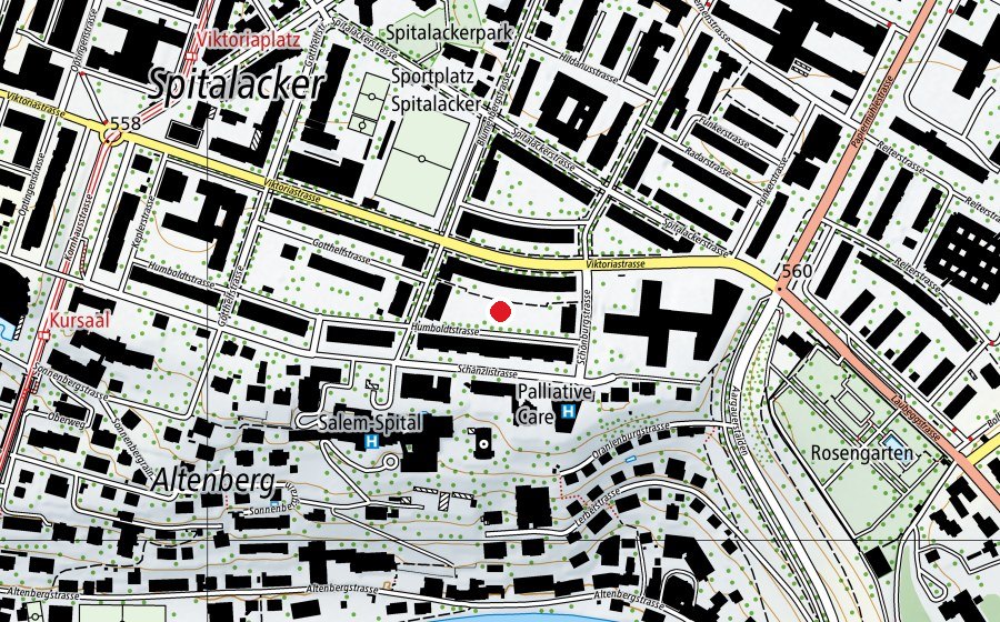 Map showing the location of Spielplatz Obere Humboldtstrasse (Playground)