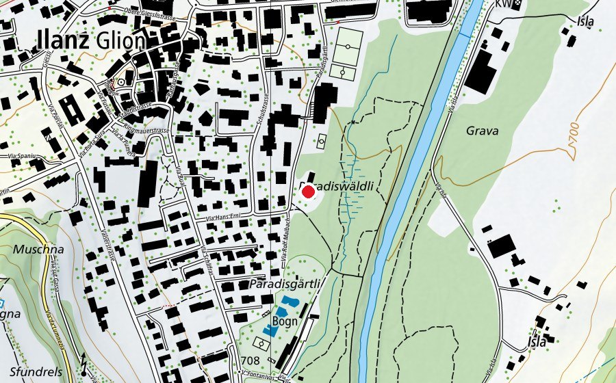 Map showing the location of Spielplatz Paradiesgärtli (Playground)