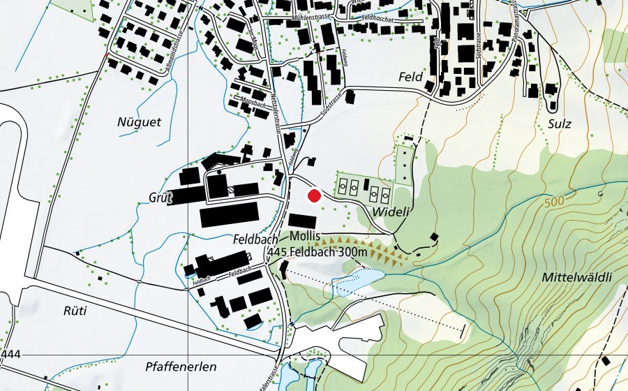 Carte indiquant l’emplacement de Spielplatz / Pumptrack Wydeli (Place de jeux)