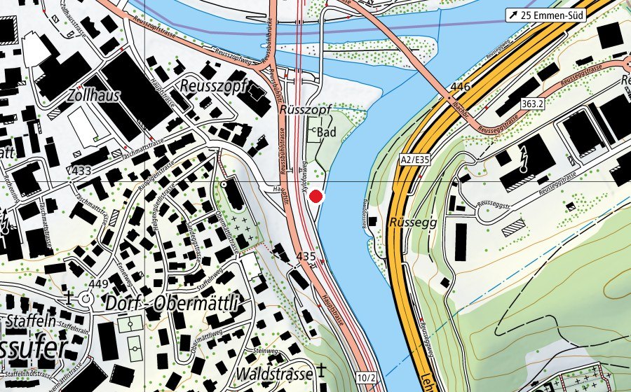 Map showing the location of Spielplatz Reusszopf (Playground)