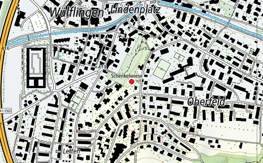 Karte mit dem Standort von Spielplatz Schenkelwiese (Spielplatz)