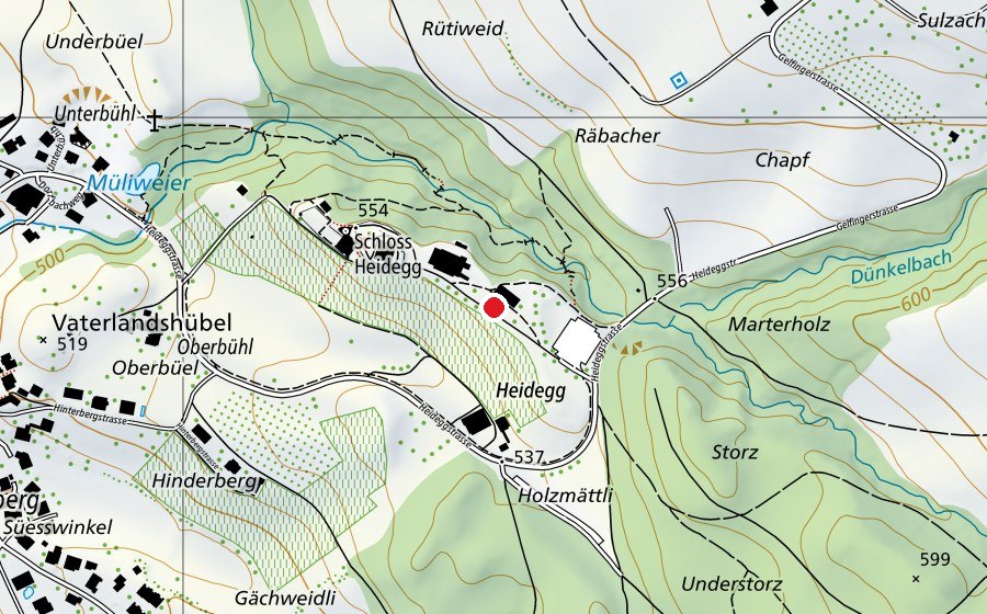 Carte indiquant l’emplacement de Spielplatz Schloss Heidegg (Place de jeux)
